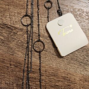 Black Ring And Chain Necklace 36 Inch